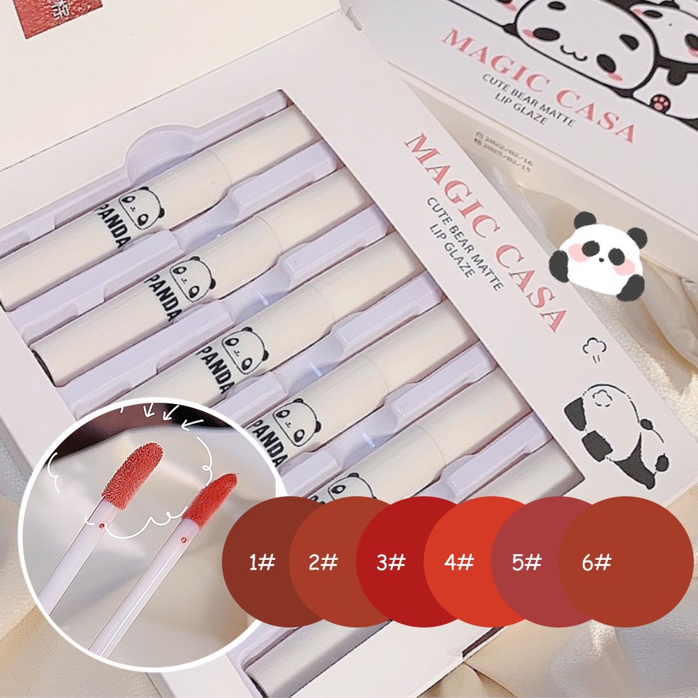 Set 6 Son Môi MAGIC CASA Dưỡng Ẩm Lâu Trôi Màu Sắc Gợi Cảm Phong Cách Hàn Quốc