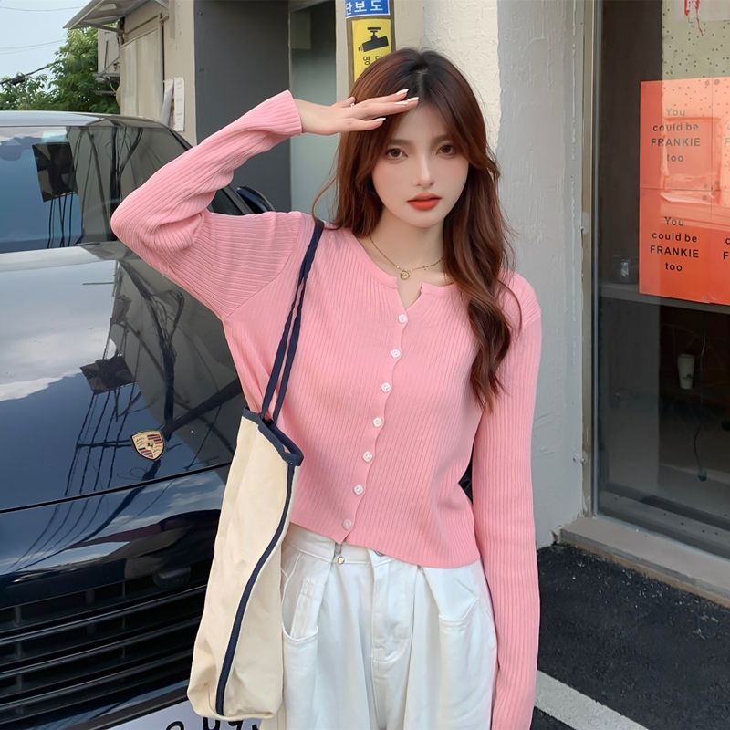Áo Khoác Cardigan nữ tay dài cúc vuông cá tính khác lạ hàn quốc