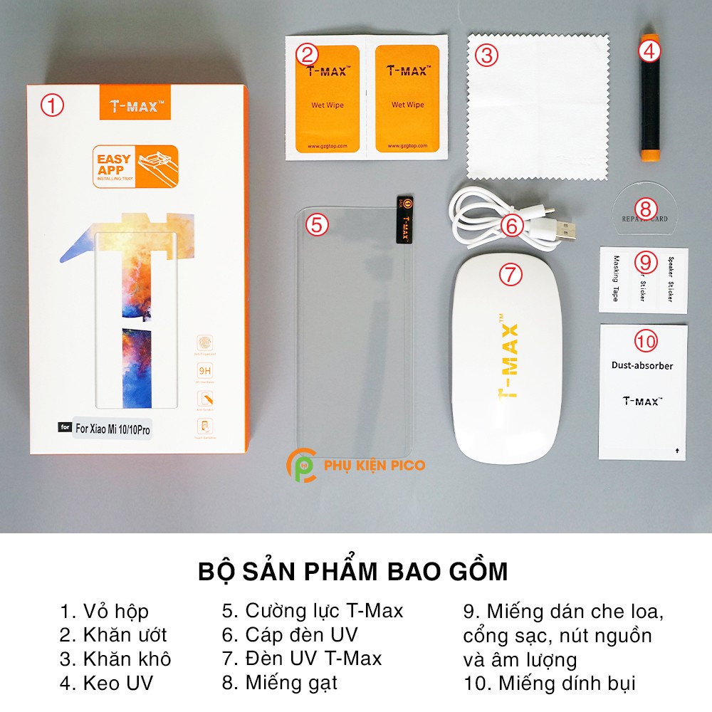 Cường lực Xiaomi 13 Pro | Mi 10 | Mi 11 Ultra | Xiaomi Mi 12 Pro full màn hình đèn UV cỡ lớn T-Max - Dán màn hình Xiaomi