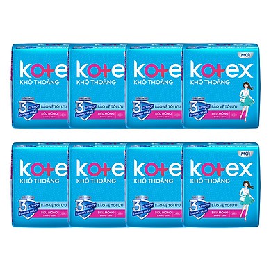 Combo 8 Gói Băng vệ sinh Kotex khô thoáng siêu mỏng cánh - Mỗi Gói 8 Miếng - HSD luôn mới