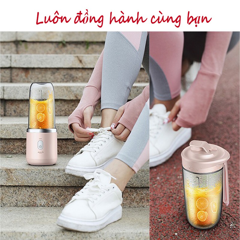 Máy xay sinh tố cầm tay mini Xiaomi Deerma NU05 Hồng 2 lưỡi xay công suất mạnh, Máy xay ép hoa quả vt163