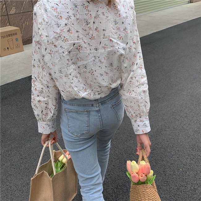 Áo Sơ Mi Voan Hoa Tay Dài Thời Trang Dành Cho Nữ