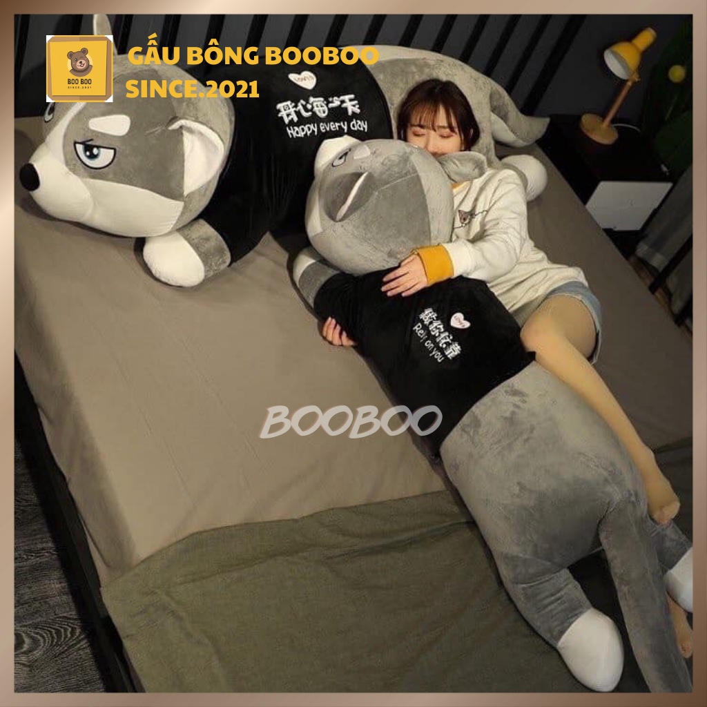 Gấu Bông Chó Husky Mặt Ngáo Size 1m5 Siêu To Khổng Lồ, Thú Nhồi Bông Husky Ngầu Cao Cấp BooBoo