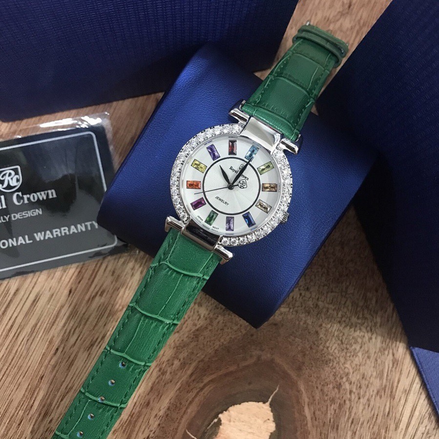 Đồng Hồ Nữ Royal Crown 4604 Dây Da Green Chính Hãng 36mm