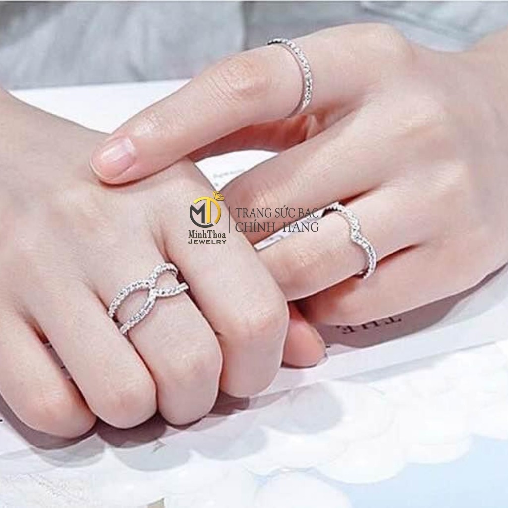 Nhẫn bạc nữ đính đá sáng đẹp phong cách hàn quốc đơn giản, cá tính Minh Thoa JEWELRY