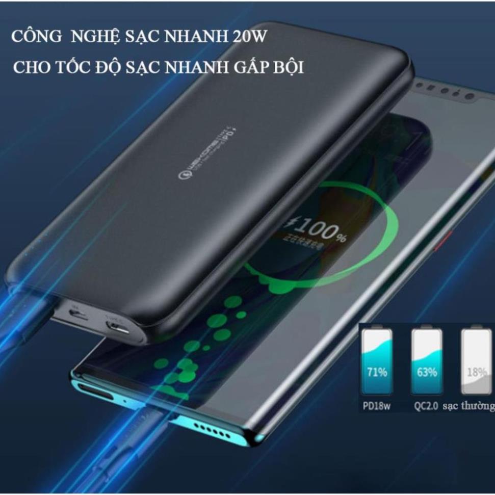 Pin sạc dự phòng 10.000mAh Wekome WP187, Sạc nhanh QC 3.0, PD 20W - Hàng Chính Hãng