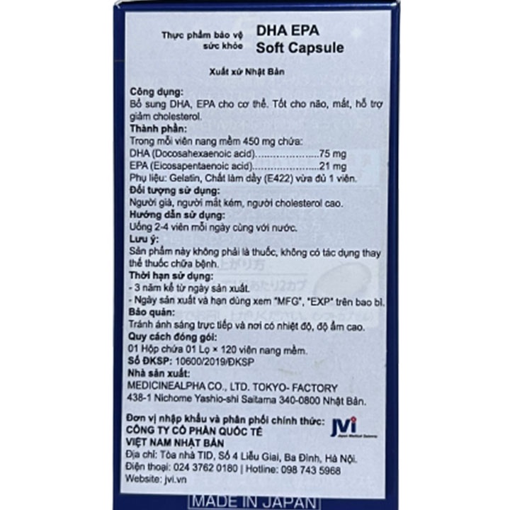 DHA EPA Soft Capsule 120 viên hỗ trợ bổ não , sáng mắt - Gia Hân