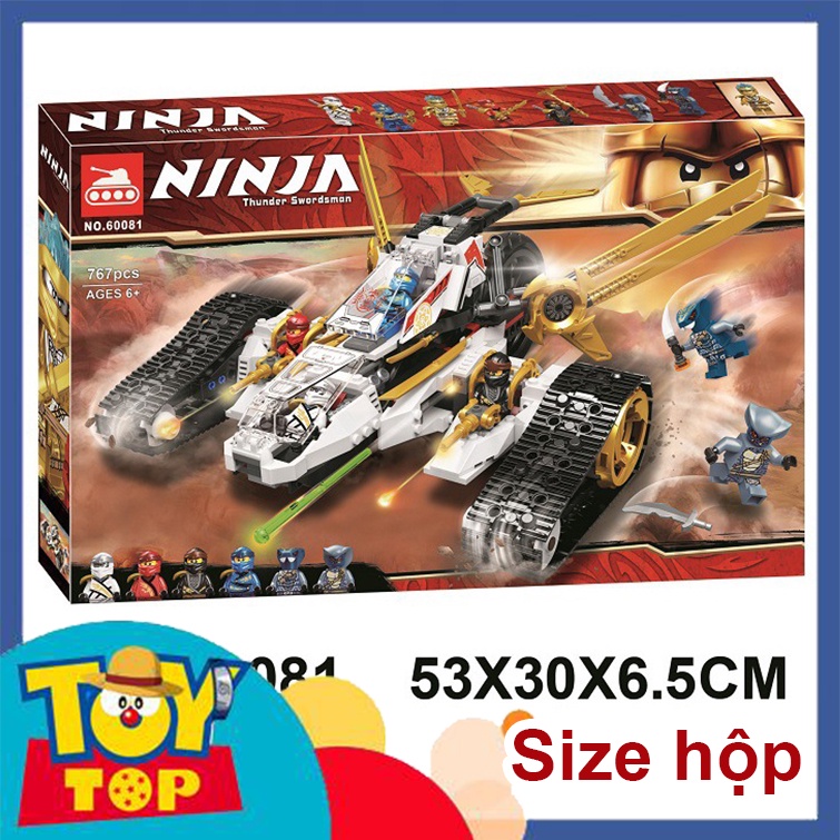 Đồ chơi lắp ghép ninjago ráp chiến xa xe ô tô bánh xích mô hình Ultra Sonic Raider xếp hình Tank 60081