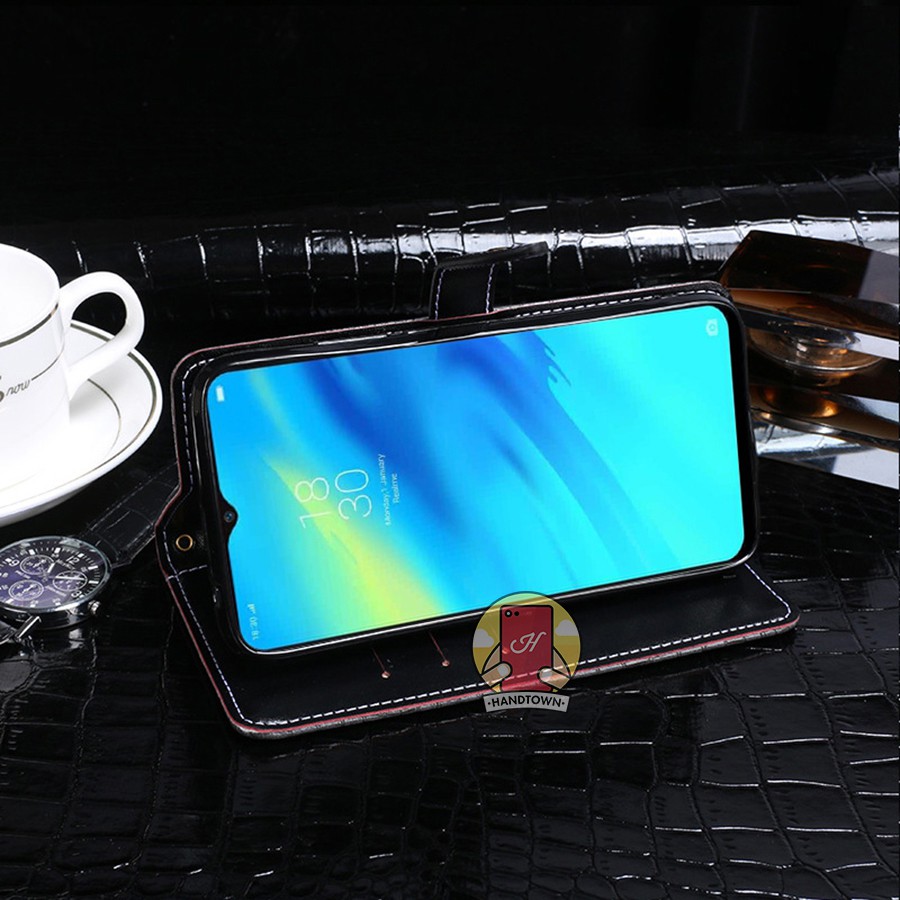 Bao da kiêm ví đựng thẻ Realme 3 Pro / Realme X Lite vân cá sấu