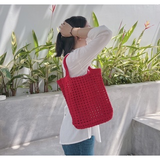 Túi len móc handmade Túi lưới LALA đeo vai Túi đi biển làm bằng sợi cotton