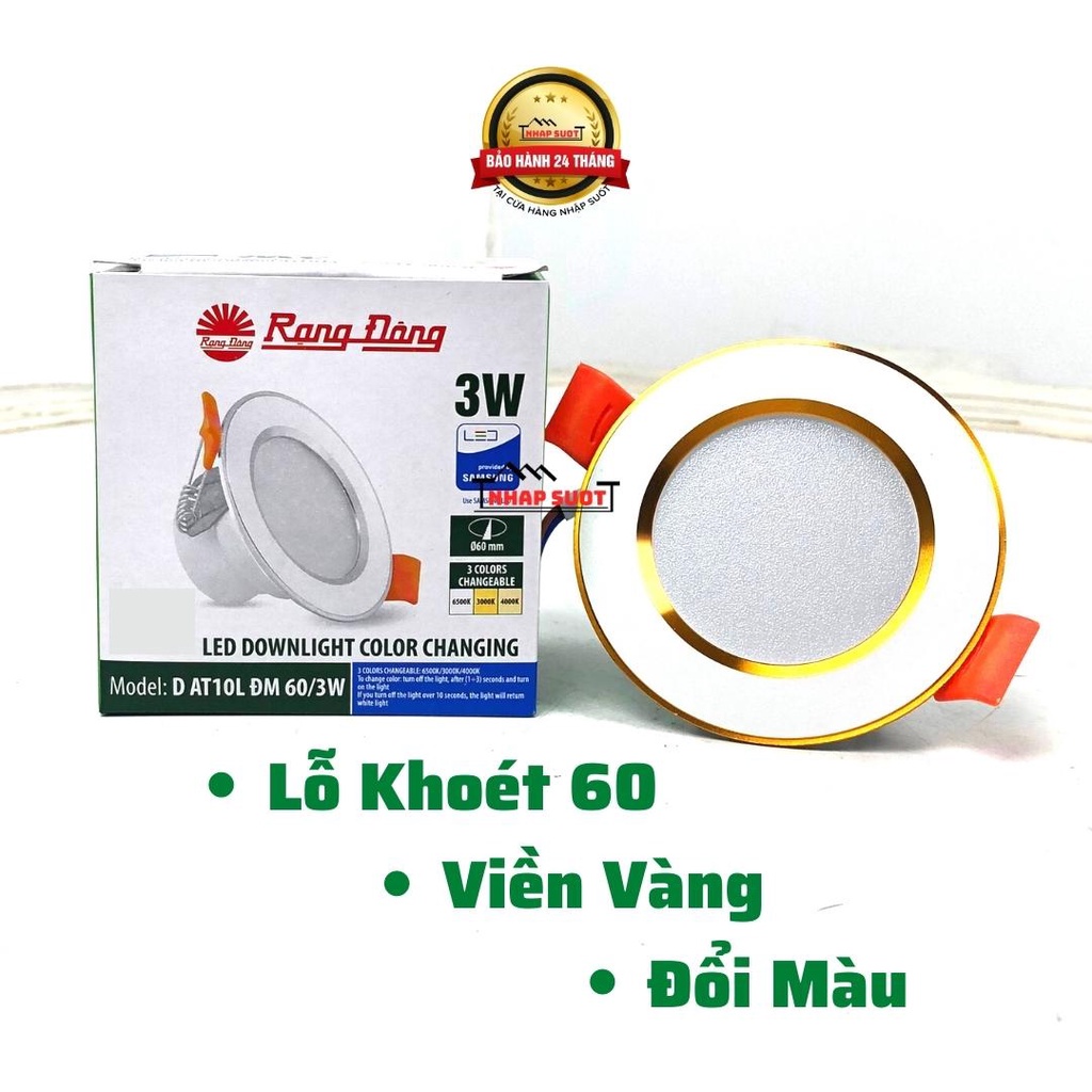 Đèn LED Âm Trần Rạng Đông, Đèn Downlight Đổi 3 Chế Độ Màu, Lỗ Khoét 60, Công Suất 3w - DAT10L ĐM 60/3W