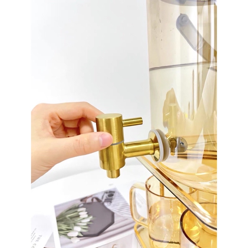 Bình Nước Thuỷ Tinh Borosilicate Hình Gấu Kèm Giá Đỡ Mạ Vàng