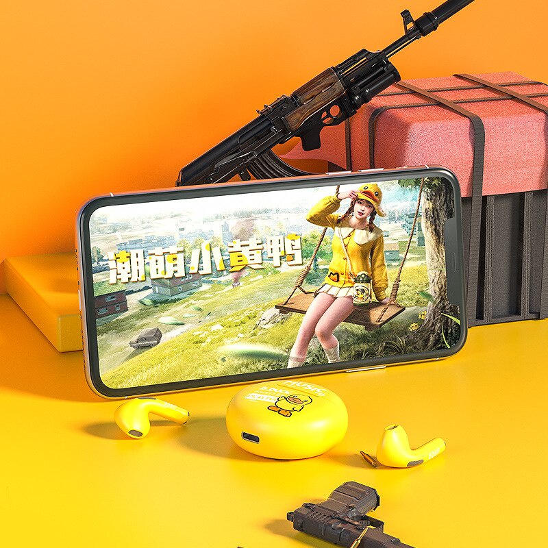 Tai Nghe Nhét Tai Không Dây Bluetooth TWS Hình Vịt Vàng Disney Đáng Yêu Kèm Mic