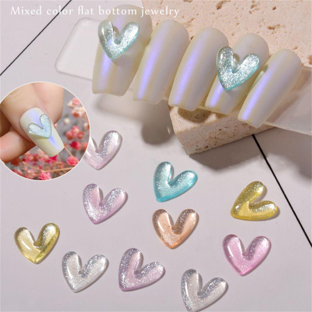 Móng Tay Trái Tim 3D CABEZA|Hạt Đáy Phẳng Nhiều Màu Sắc Đính Móng Nghệ Thuật|Trang Sức Móng Tay