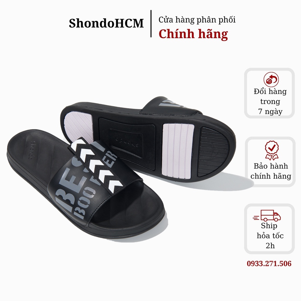 Dép Shondo nam nữ Trendy II dù sọc mũi tên đen TRE1014 Shondo chính hãng