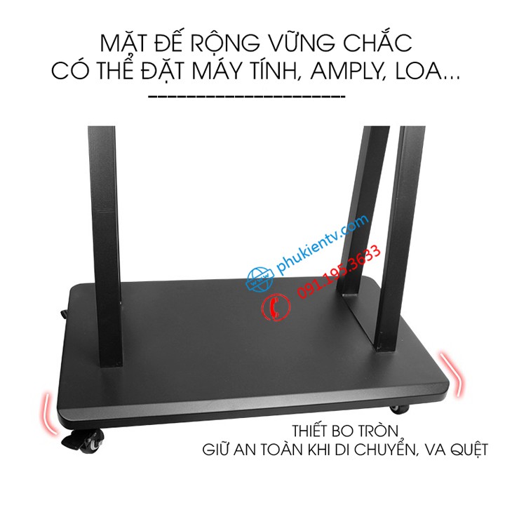 Giá Treo Tivi Di Động 1700 32 - 43 - 50 - 55 - 65 - 70 Inch Cột Treo Tivi Có Bánh Xe Chuyên Dụng Ưu Việt Hơn NB AVA1500