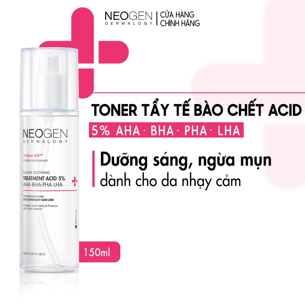 Toner Tẩy Tế Bào Chết 5% PHA - AHA - LHA - BHA Dưỡng Sáng Ngừa Mụn Neogen Dermalogy Treatment Acid 150ml