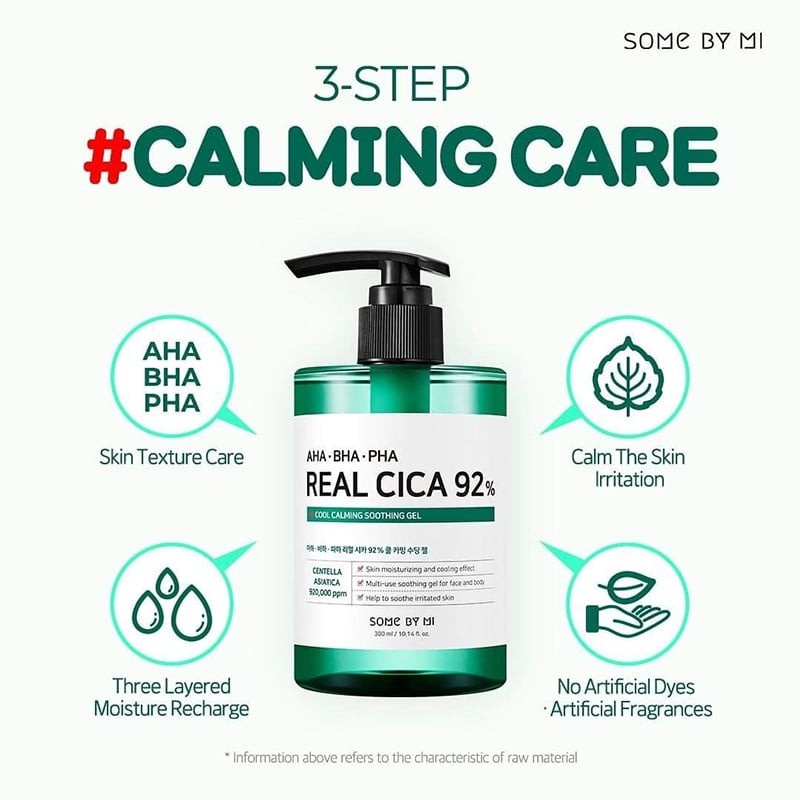 Gel Dưỡng Cấp Ẩm, Làm Dịu Mát Da Và Giảm Mụn Some By Mi AHA - BHA -PHA Real Cica 92% Cool Calming Soothing Gel 300ml