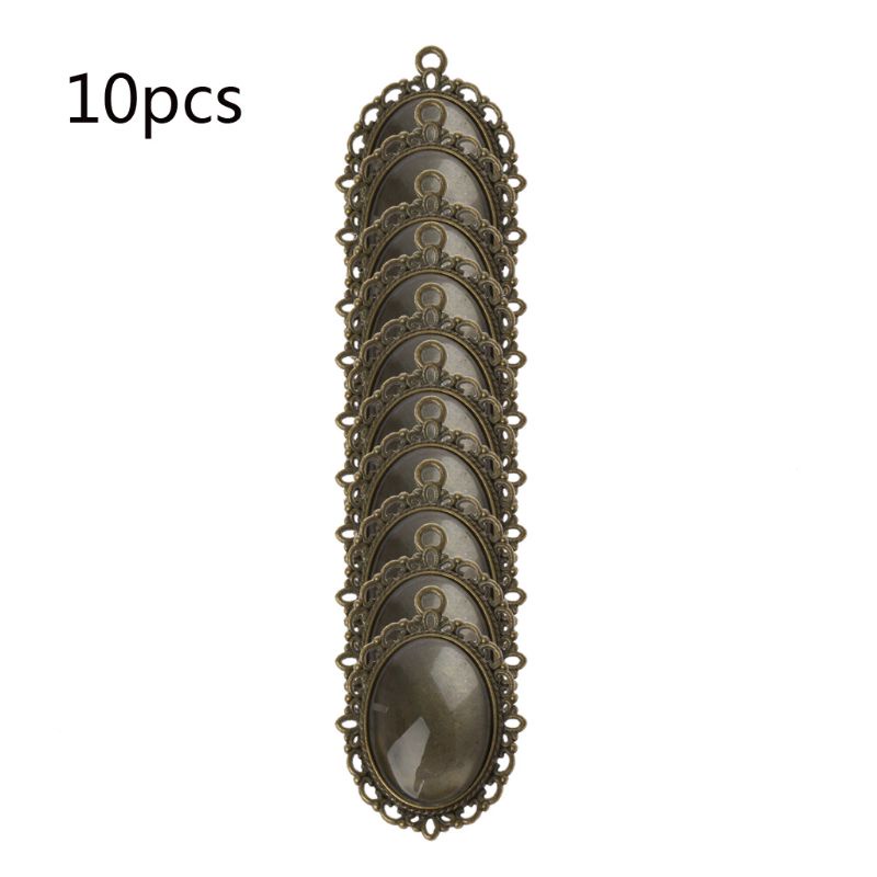 Set 10 Mặt Dây Chuyền Hình Oval Bằng Thủy Tinh Trong Suốt