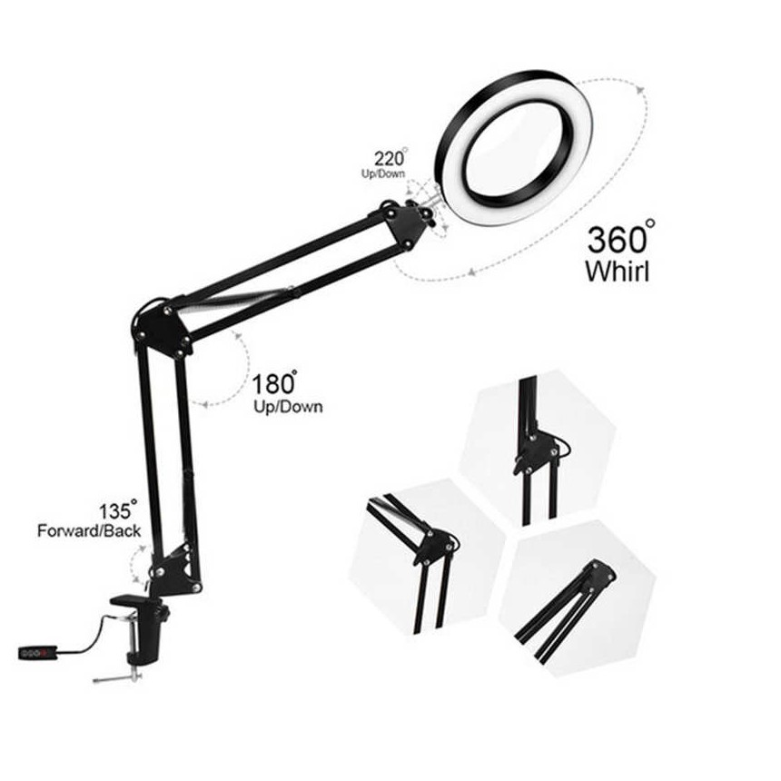 Đèn Kẹp Bàn 26cm - Điều Chỉnh 3 Chế Độ Sáng, Tặng Kèm Kẹp Điện Thoại Livestream, Quay Video, Make Up, Quay Tiktok