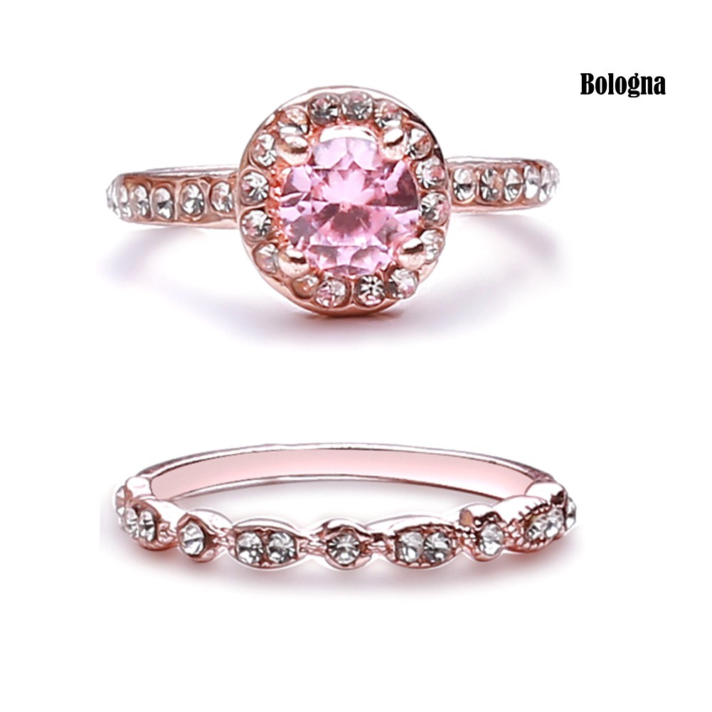 Set 2 Nhẫn Đính Đá Giả Thời Trang Cho Nữ