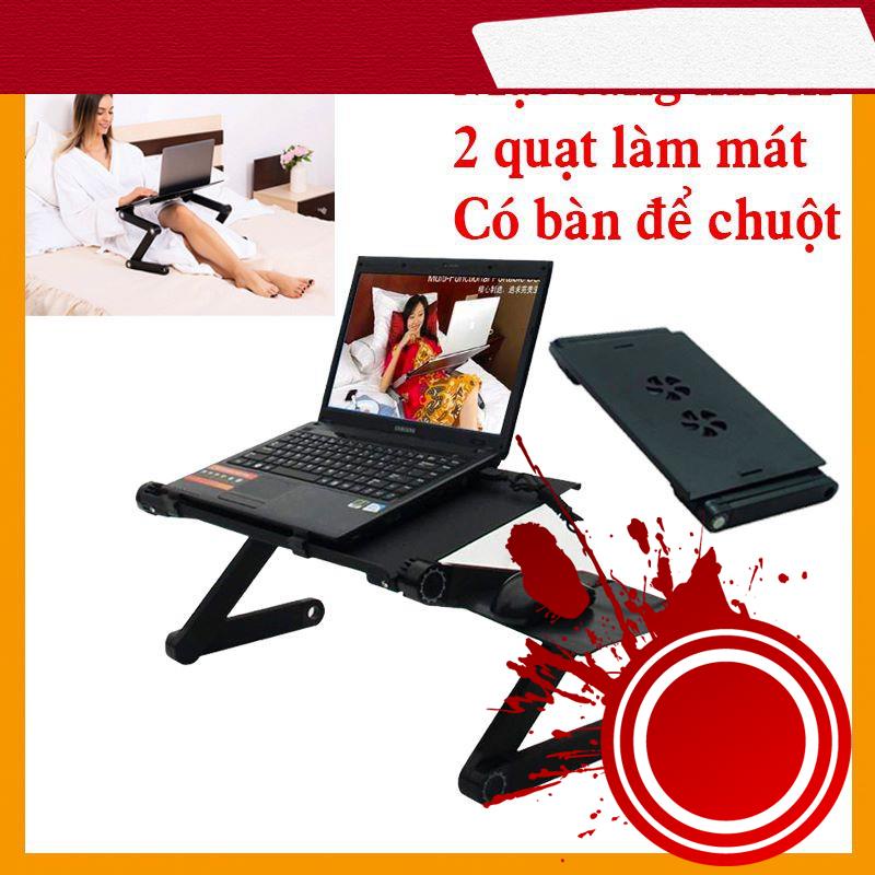 [ Hàng Hot ] Bàn Laptop Máy Tính Xoay 360 Độ Có 2 Quạt Tản Nhiệt Và Kê Chuột Để Nhiều Tư Thế