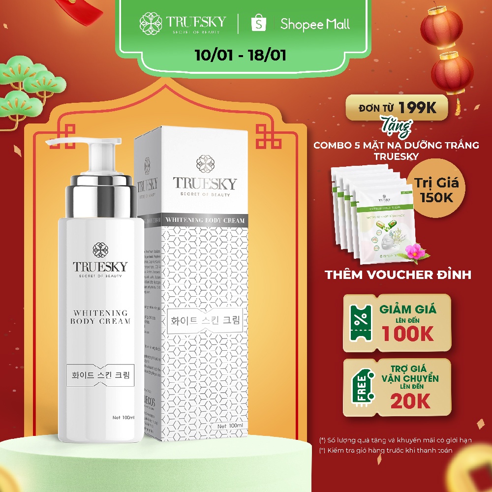 Kem ủ trắng toàn thân Truesky giúp làm trắng da body cấp tốc 100g Whitening Body Cream