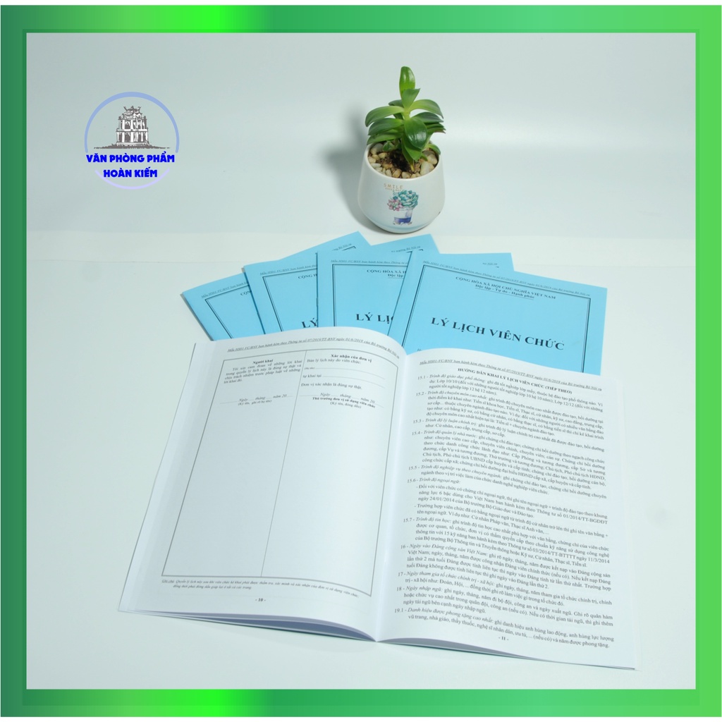 Combo 5 Quyển Lý Lịch Viên Chức – HS01-VC/BNV  theo thông tư số 07/2019/TT-BNV