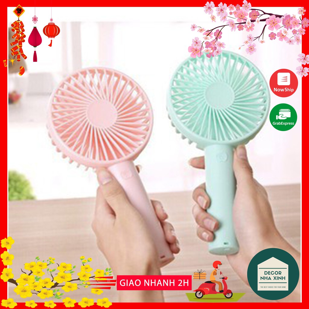 [XẢ KHO] Quạt cầm tay mini có đế để bàn - Quạt cầm tay có 3 cấp độ gió nhanh/chậm siêu mát, cắm sạc USB tiện lợi