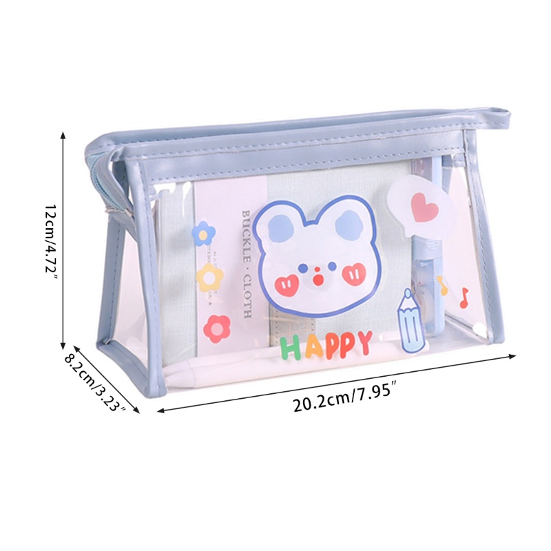 Túi Đựng Bút Trong Suốt Có Khóa Kéo Dễ Thương Dùng Khi Đi Du Lịch