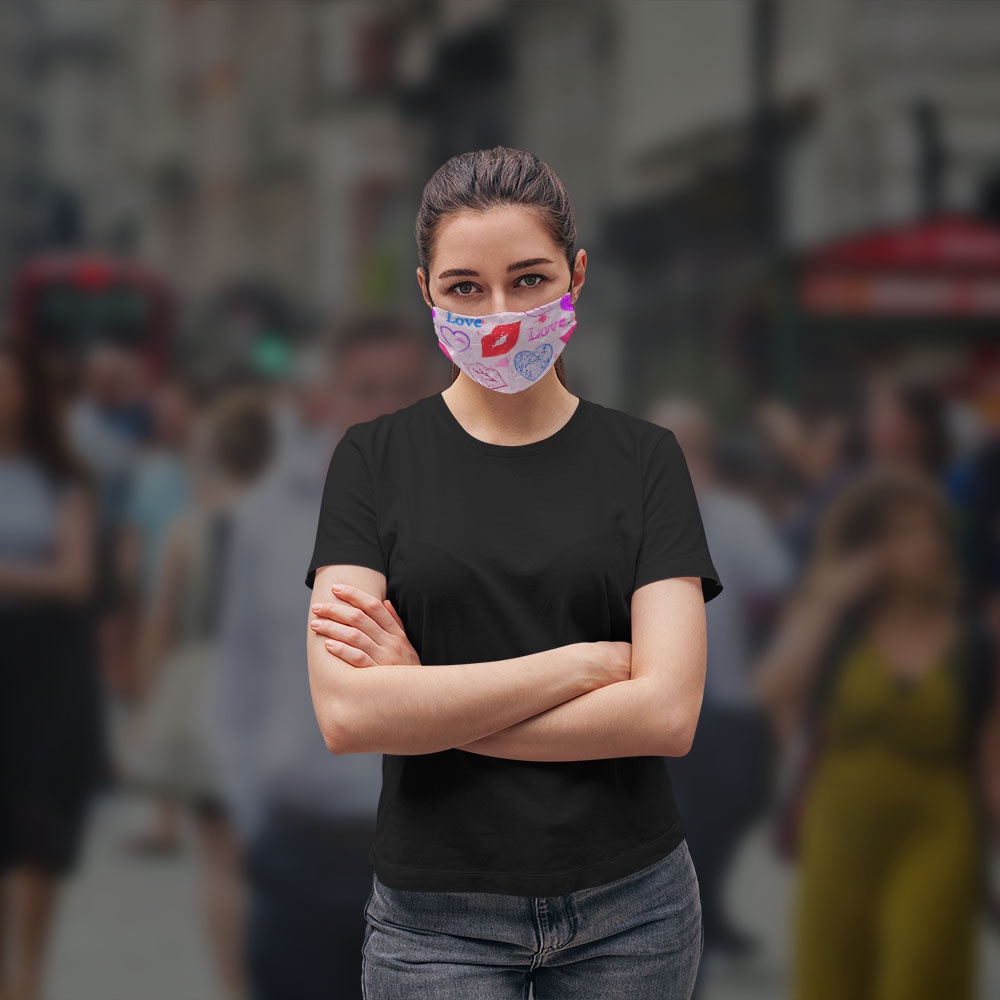 Khẩu trang vải eco mask HEARTS_1682 CARTWELL vải poly cotton 100% ngăn bụi kháng khuẩn 2021 bảo vệ toàn diện