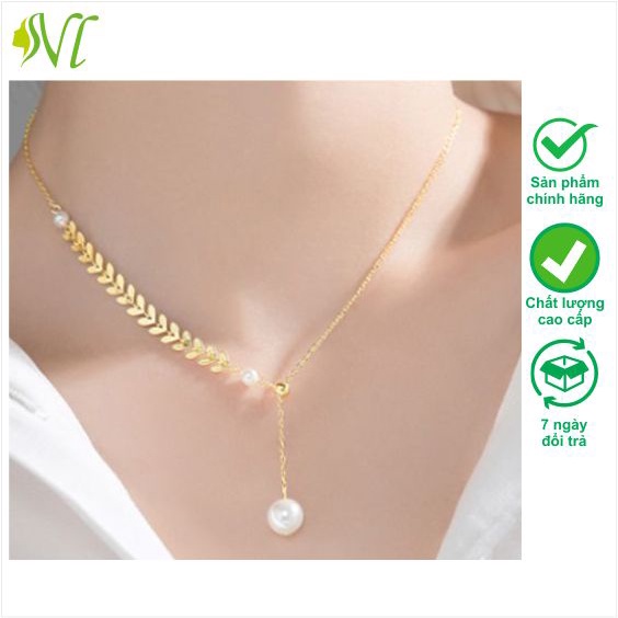 Dây chuyền nữ titan chiếc lá dài cute Người Đẹp Vì Lụa