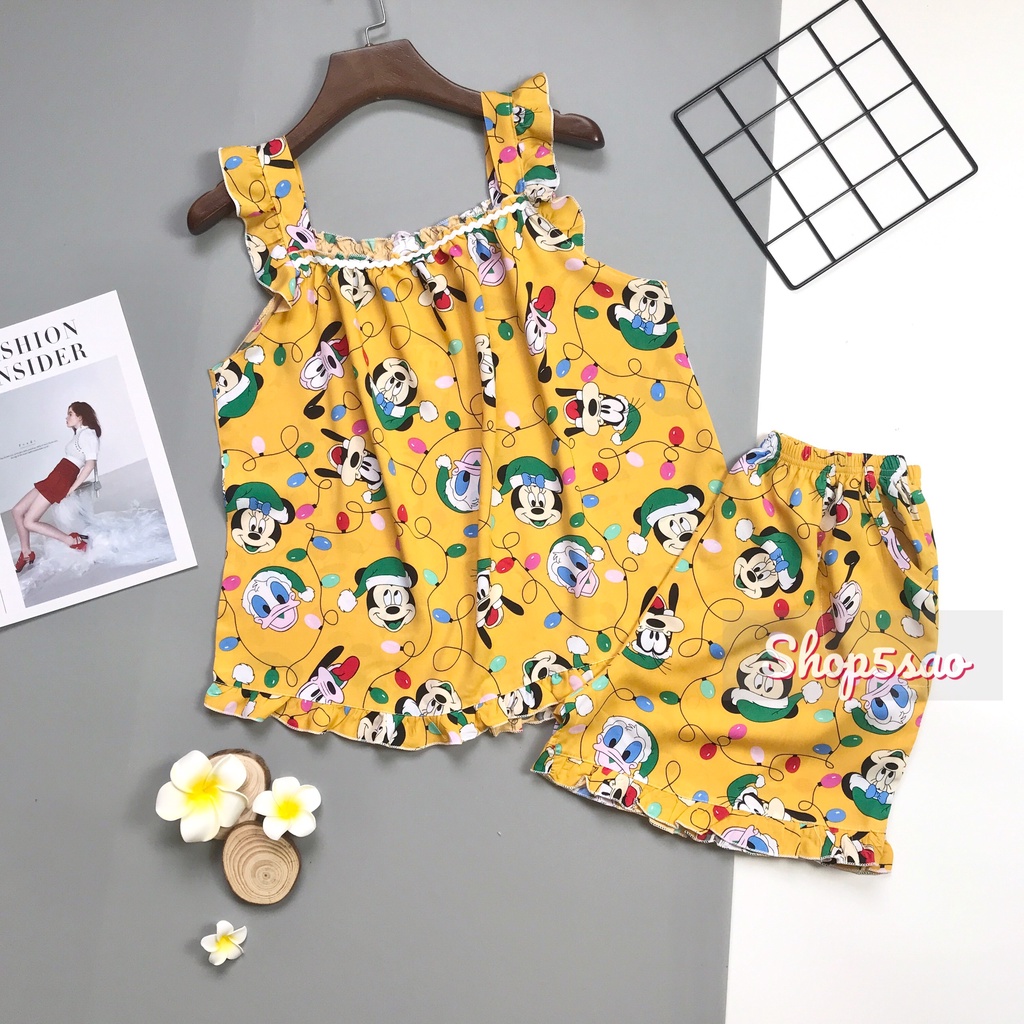 Đồ bộ lanh (tole) mặc nhà nữ SHOP5SAO đùi hai dây, quần có túi (50-75kg)
