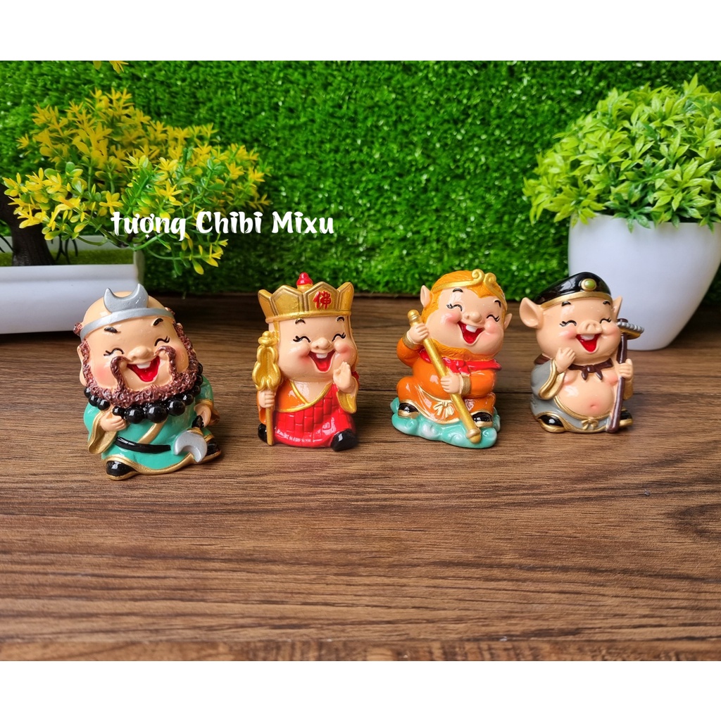 Bộ 04 tượng thầy trò Đường Tăng - tượng Tây Du Ký 6cm cao cấp