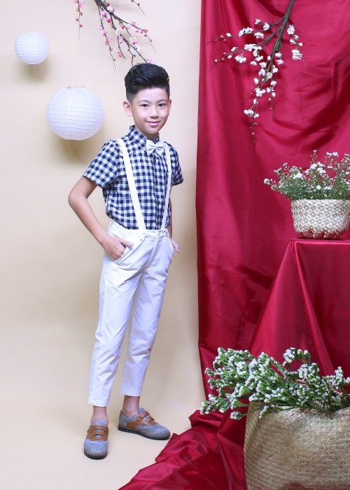 Áo sơmi tay ngắn bé trai linen tay lơ vê họa tiết 3