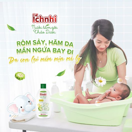 Nước tắm gội thảo dược Ích Nhi lọ 230ml (0-3 tuổi) bảo vệ bé suốt 24h ngừa rôm sảy, hăm da, mẩn ngứa