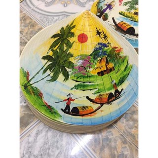 Nón lá vẽ tranh trang trí hội chợ tết