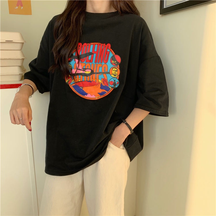 Áo Thun COZOK Tay Ngắn Dáng Rộng In Hình Trẻ Trung Phong Cách Hàn Quốc