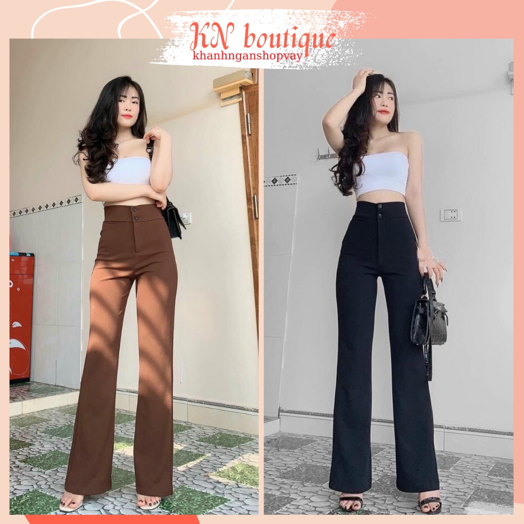 Quần nữ ống loe nữ cạp cao dáng dài quần legging nữ ôm ống loe tôn dáng nên form xinh K N Boutique B