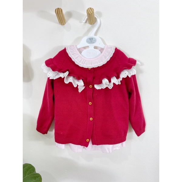 Áo len đỏ điệu đà có cúc cho bea gái 8-15kg