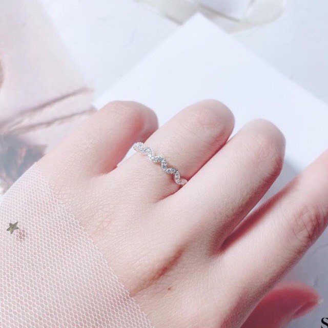Nhẫn nữ bạc thật đính đá nhân tạo free size - Kho sỉ bạc Nhất Linh