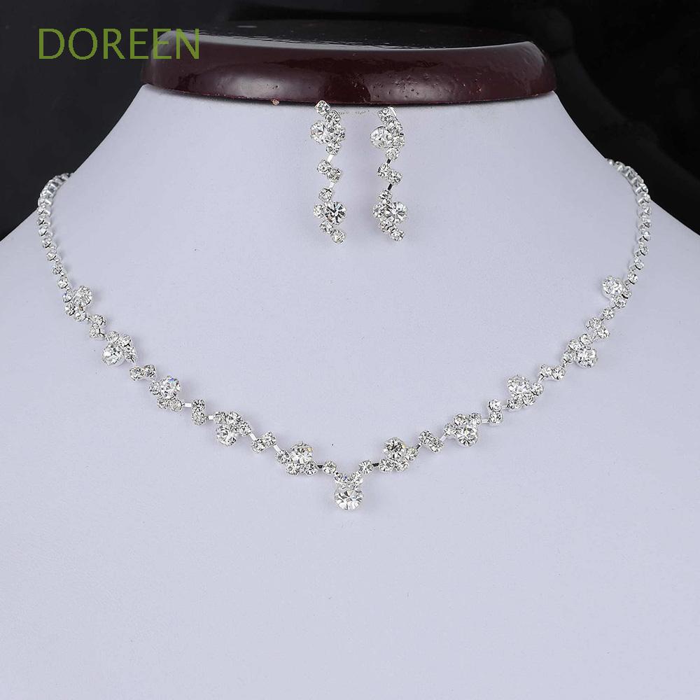 Bộ vòng cổ + Khuyên Tai + Vòng Tay Đính Đá Thời Trang Cho Nữ
