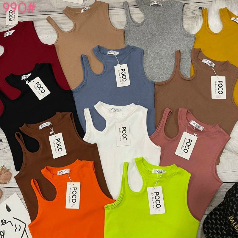 Áo ba lỗ khoét vai croptop
