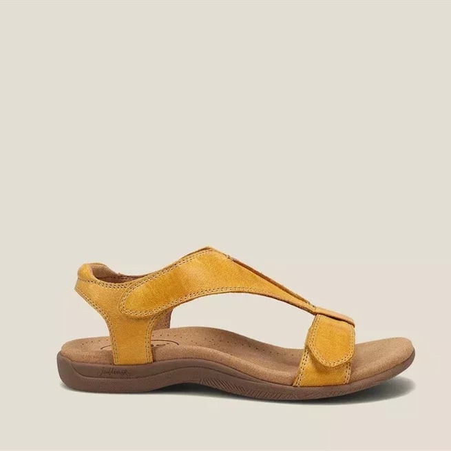 Tikp Giày Sandal Bằng Da Đế Xuồng Dày Quai Dán 6 Màu Tùy Chọn Size 35-42 Cho Nữ