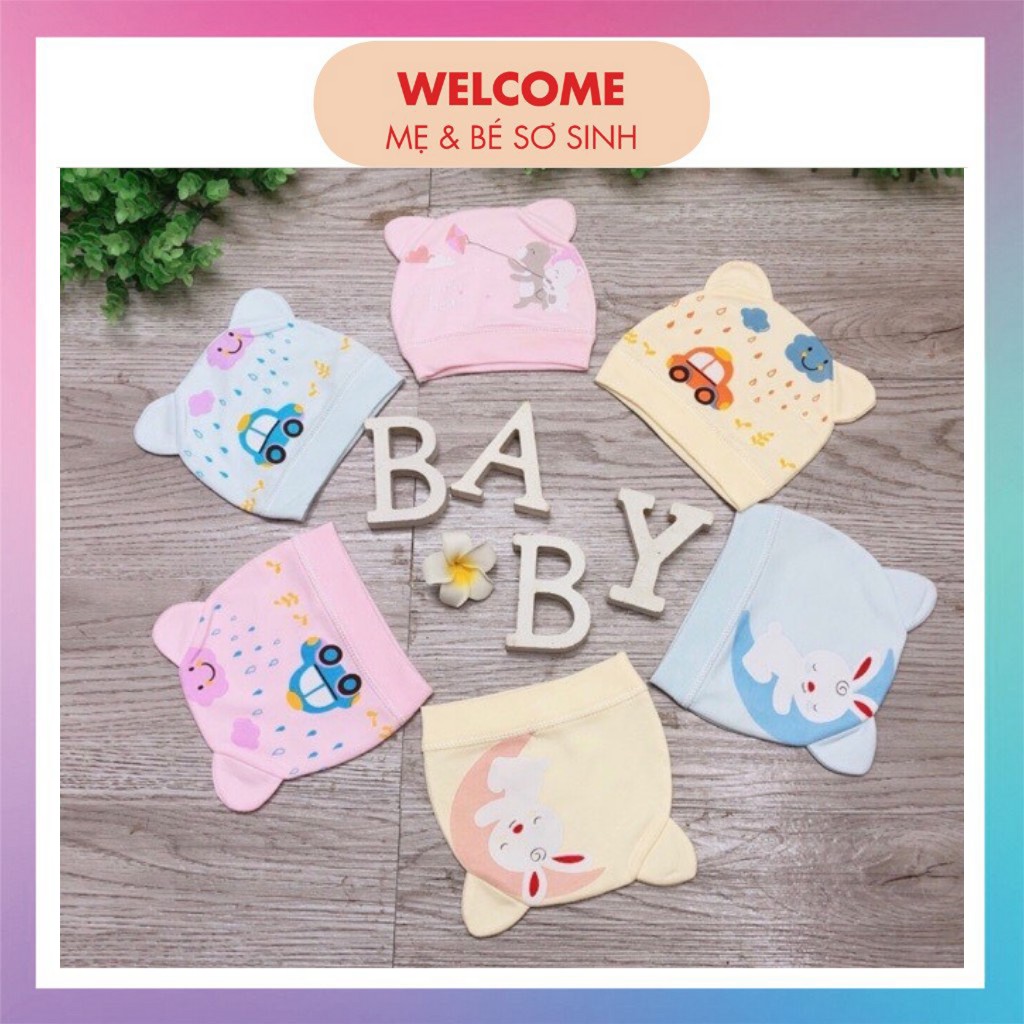 MŨ SƠ SINH ⚡️FREESHIP⚡️ Mũ Cotton Sơ Sinh Cho Bé