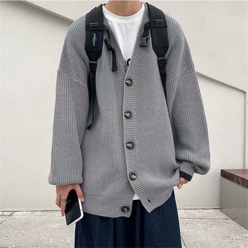 Hàng Mới Về!Áo Khoác Cardigan Dệt Kim Dáng Rộng Phong Cách Hàn Quốc Thời Trang Thu Đông Cho Nam