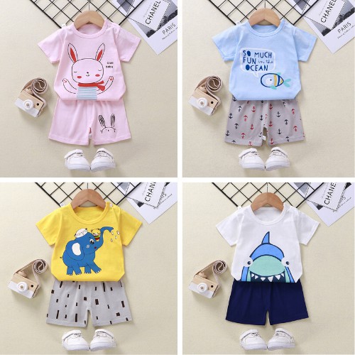 Quần áo trẻ em - quần áo cho bé trai bé gái cộc tay mùa hè chất liệu cotton