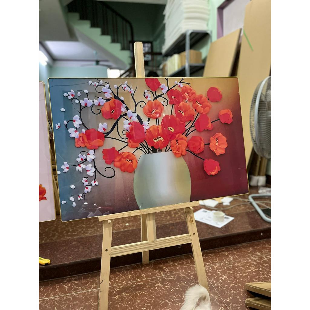 D1 Tranh Treo Tường Hoa Vintage Cúc Mẫu đơn Hồng Ly Decor Phòng Ngủ/ Phòng Khách Phong Cảnh Họa tiết sơn dầu