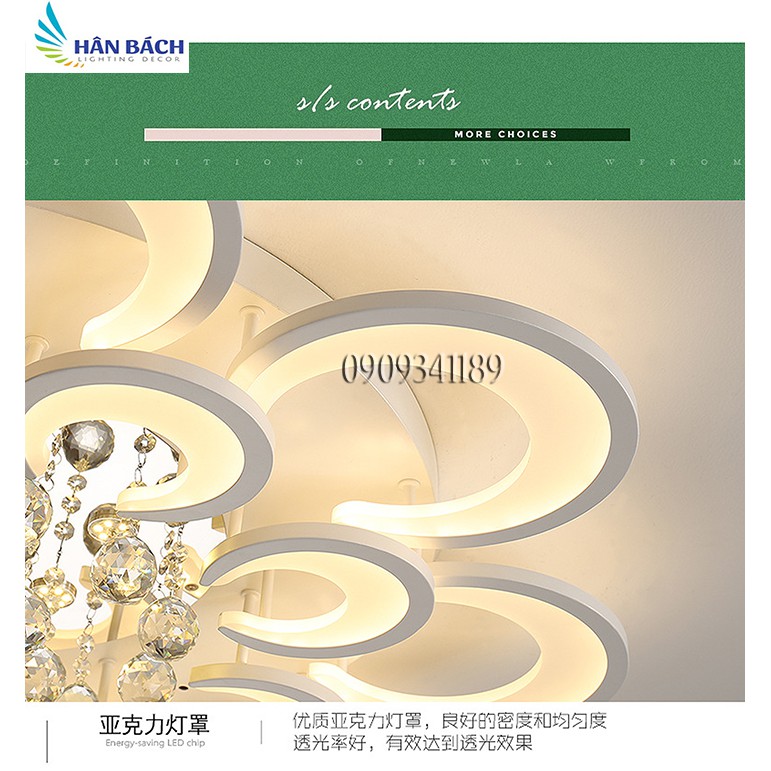 đèn mâm led pha lê hiện đại,đèn chùm đèn trong phòng ngủ phòng khách 3 màu