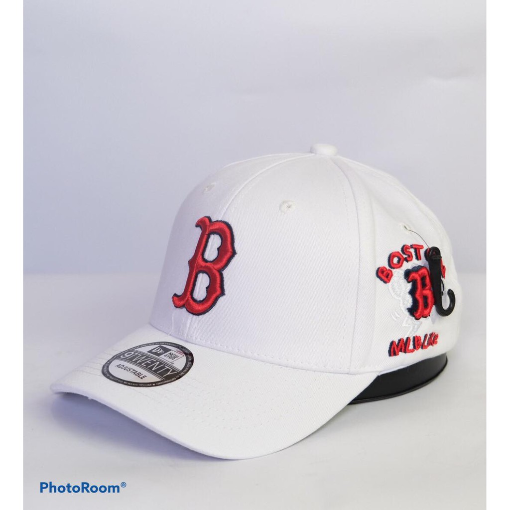 Mũ Nón lưỡi trai thêu chữ Boston trắng logo đỏ - Mũ Nón full tem siêu đẹp siêu cá tính free size